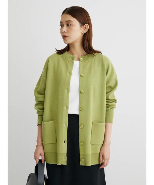 Green　Parks（グリーンパークス）の「ミドル丈モックネックカーディガン（カーディガン/ボレロ・レディース・グリーン/ダークグレー/アイボリー/オレンジ・FREE）」の11枚目の写真