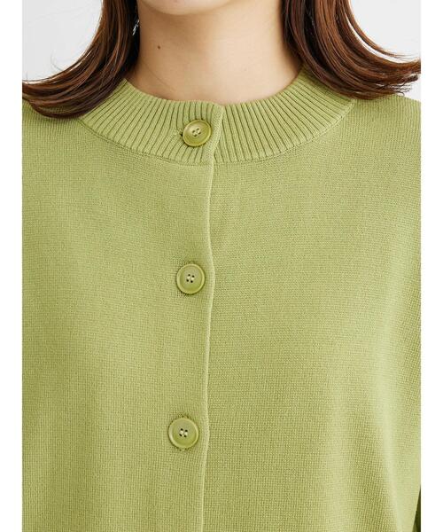 Green　Parks（グリーンパークス）の「ミドル丈モックネックカーディガン（カーディガン/ボレロ・レディース・グリーン/ダークグレー/アイボリー/オレンジ・FREE）」の8枚目の写真