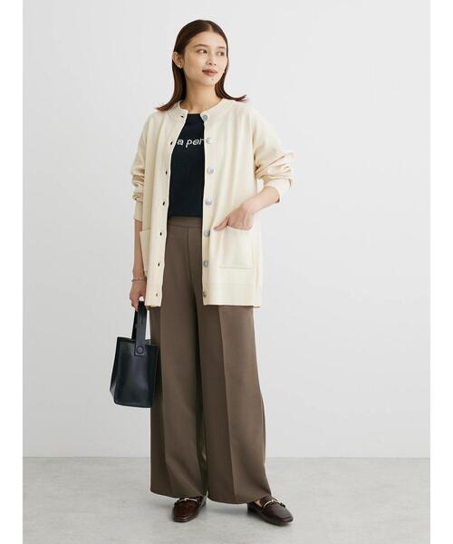 Green　Parks（グリーンパークス）の「ミドル丈モックネックカーディガン（カーディガン/ボレロ・レディース・グリーン/ダークグレー/アイボリー/オレンジ・FREE）」の5枚目の写真