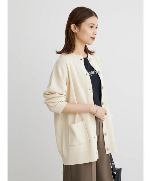 Green　Parks（グリーンパークス）の「ミドル丈モックネックカーディガン（カーディガン/ボレロ・レディース・グリーン/ダークグレー/アイボリー/オレンジ・FREE）」の18枚目の写真