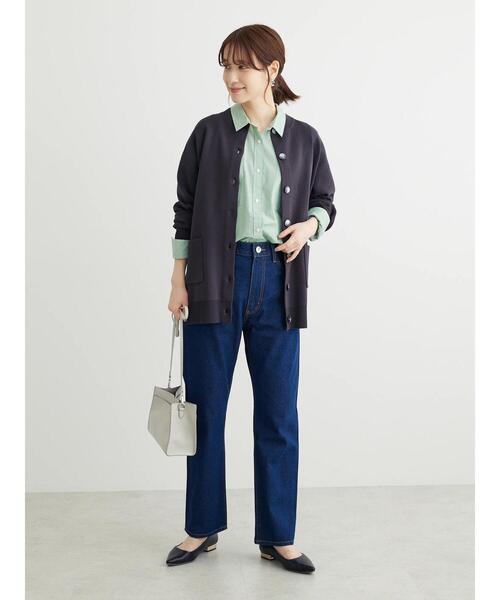 Green　Parks（グリーンパークス）の「ミドル丈モックネックカーディガン（カーディガン/ボレロ・レディース・グリーン/ダークグレー/アイボリー/オレンジ・FREE）」の20枚目の写真