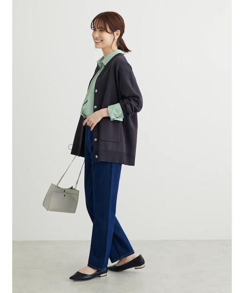 Green　Parks（グリーンパークス）の「ミドル丈モックネックカーディガン（カーディガン/ボレロ・レディース・グリーン/ダークグレー/アイボリー/オレンジ・FREE）」の21枚目の写真