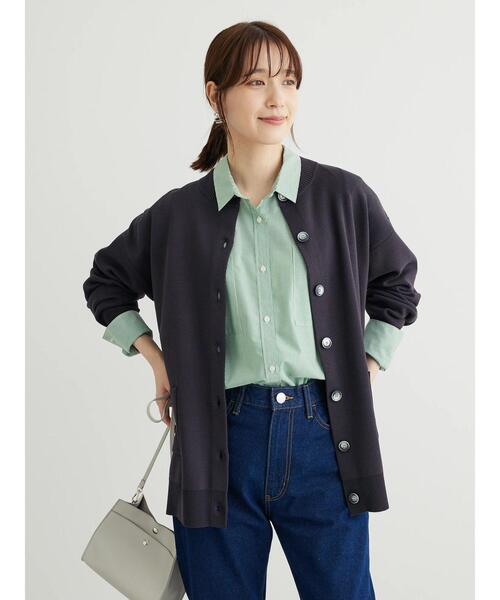 Green　Parks（グリーンパークス）の「ミドル丈モックネックカーディガン（カーディガン/ボレロ・レディース・グリーン/ダークグレー/アイボリー/オレンジ・FREE）」の22枚目の写真