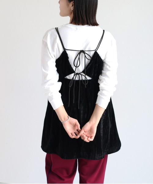 cepo（セポ）の「バックリボンベロアミニワンピース（チュニック・レディース・ブラック/ベージュ/カーキ・M）」の19枚目の写真