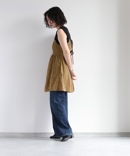 cepo（セポ）の「バックリボンベロアミニワンピース（チュニック・レディース・ブラック/ベージュ/カーキ・M）」の13枚目の写真