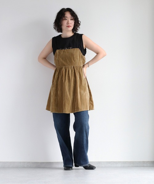 cepo（セポ）の「バックリボンベロアミニワンピース（チュニック・レディース・ブラック/ベージュ/カーキ・M）」の9枚目の写真
