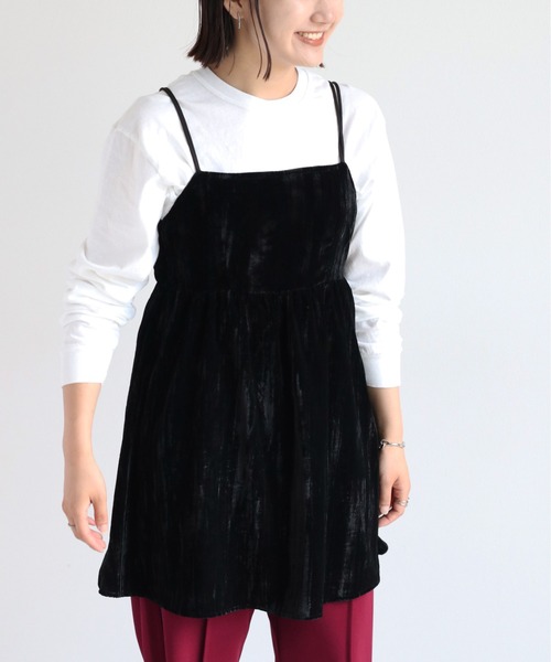 cepo（セポ）の「バックリボンベロアミニワンピース（チュニック・レディース・ブラック/ベージュ/カーキ・M）」の17枚目の写真