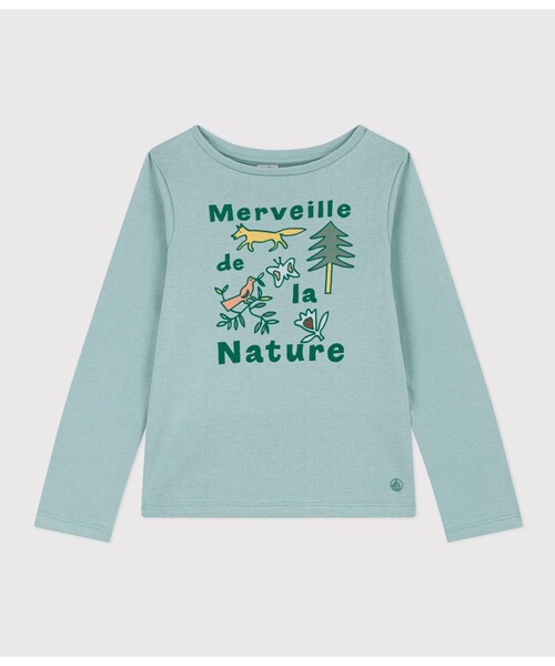 PETIT BATEAU(プチバトー)の「プリント長袖Tシャツ(Tシャツ/カットソー・キッズ・ホワイト×グリーン/ライトピンク/ライトグリーン/オフホワイト・4YEAR/5YEAR/3YEAR)」の3枚目の写真