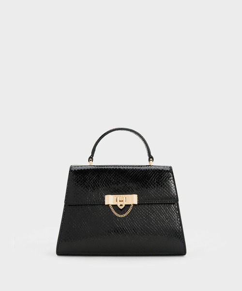 CHARLES & KEITH（チャールズ & キース）の「Tallulah タルーラ トラペーズトップハンドルバッグ（ハンドバッグ・レディース・ブラック/ダークグリーン/ベビーピンク・S）」の18枚目の写真