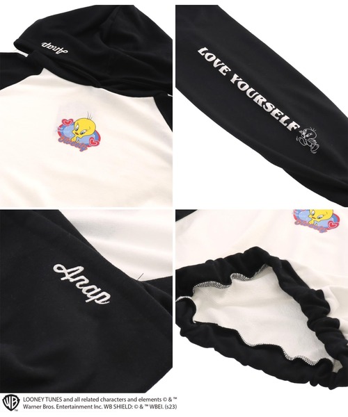 ANAP（アナップ）の「Tweetyコラボ/裏毛ラグランスウェットパーカー【親子お揃い】（パーカー・レディース・ブラック/ピンク・FREE）」の12枚目の写真