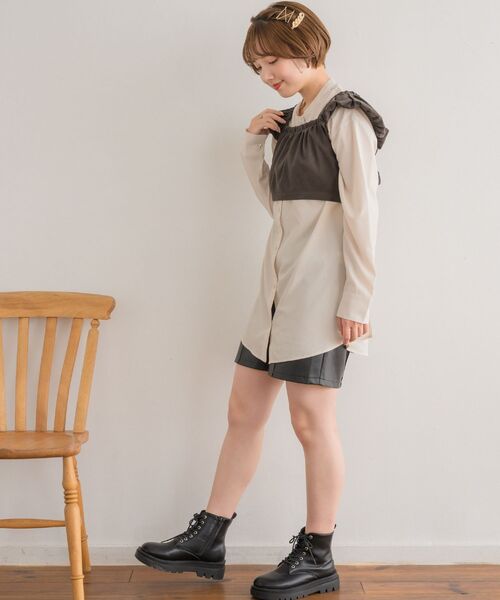 RETRO GIRL(レトロガール)の「【セットアイテム】Bリボンビスチェsetチュニック(シャツ/ブラウス・レディース・チャコールグレー/ナチュラル/ブラック・FREE)」の6枚目の写真