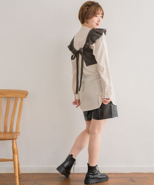 RETRO GIRL(レトロガール)の「【セットアイテム】Bリボンビスチェsetチュニック(シャツ/ブラウス・レディース・チャコールグレー/ナチュラル/ブラック・FREE)」の7枚目の写真