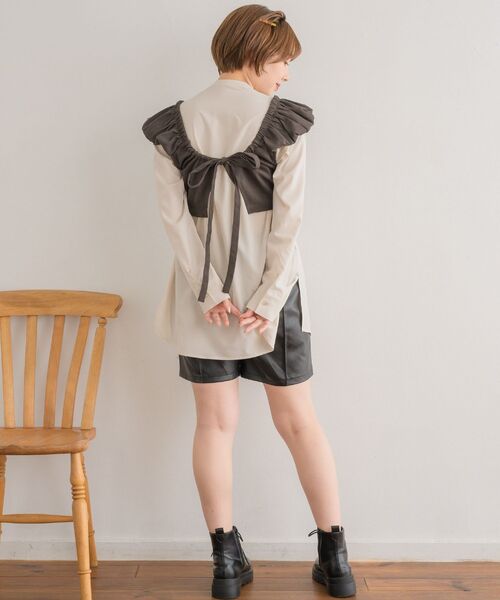 RETRO GIRL(レトロガール)の「【セットアイテム】Bリボンビスチェsetチュニック(シャツ/ブラウス・レディース・チャコールグレー/ナチュラル/ブラック・FREE)」の8枚目の写真