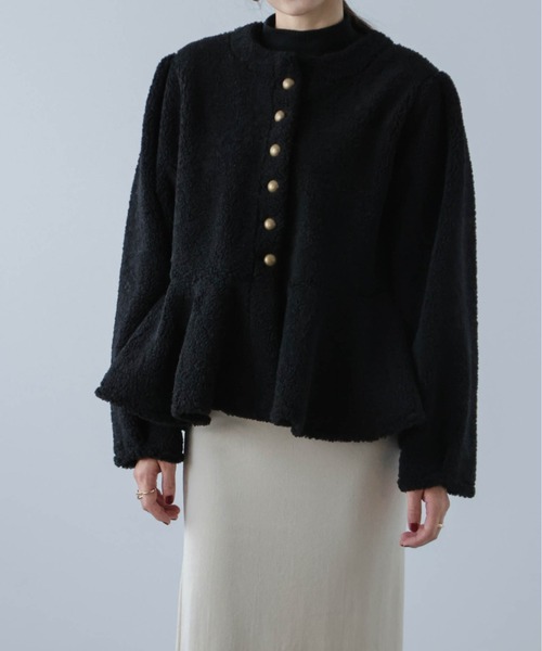 AMELY(エミリー)の「ペプラムボアジャケット(その他アウター・レディース・グレー/ブラウン/ブラック/アイボリー・L/M)」の7枚目の写真