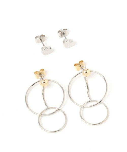 BAYFLOW（ベイフロー）の「2setフープピアス（ピアス（両耳用）・レディース・ライトグレー/イエロー・FREE）」の3枚目の写真