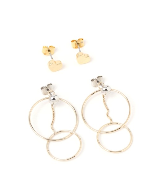 BAYFLOW（ベイフロー）の「2setフープピアス（ピアス（両耳用）・レディース・ライトグレー/イエロー・FREE）」の4枚目の写真