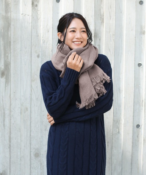 新品★フェラガモ　リネン、カシミア、シルク 大判　ストール　ショール Merfirge カシミヤ ストール カシミヤストール ガーゼタイプ
