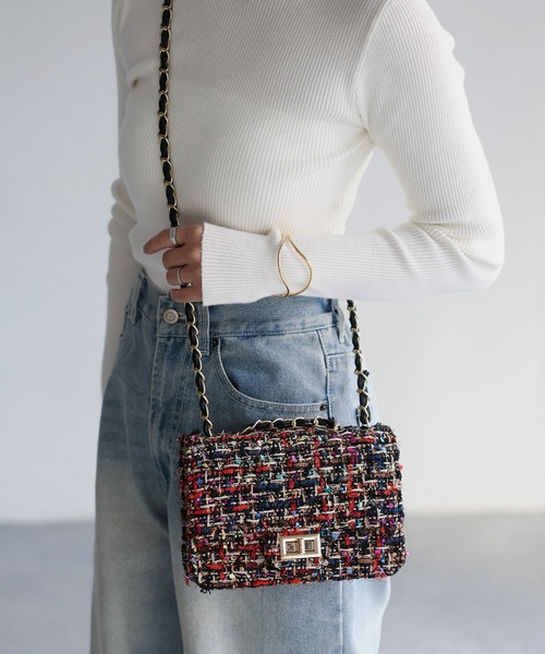 トリーバーチ ツイード チェーンショルダーバッグ セール】ツイードチェーンショルダーバッグ（ショルダーバッグ
