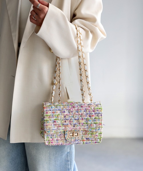トリーバーチ ツイード チェーンショルダーバッグ セール】ツイードチェーンショルダーバッグ（ショルダーバッグ