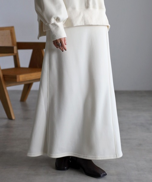 セットアップ対応商品】裏起毛スウェットフレアスカート（スカート