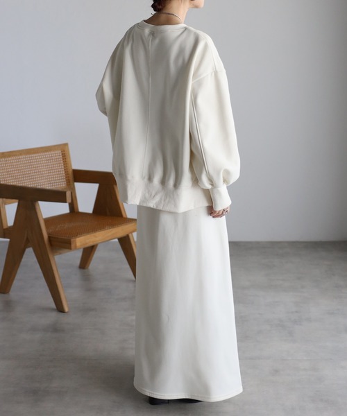 amini(アミニ)の「【セットアップ対応商品】裏起毛スウェットフレアスカート(スカート・レディース・ブラック/アイボリー・MEDIUM)」の12枚目の写真