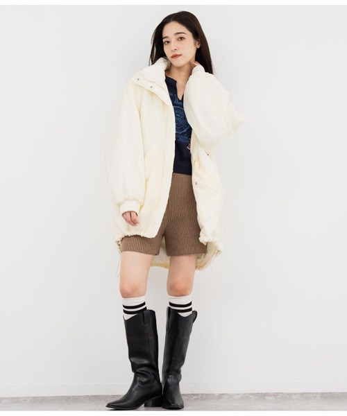 ANAP(アナップ)の「2WAYエコクラウド中綿モンスターコート(ダウンジャケット/コート・レディース・ブルー/ホワイト/スミクロ・FREE)」の9枚目の写真