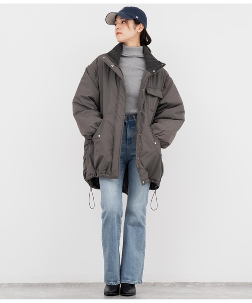 ANAP(アナップ)の「2WAYエコクラウド中綿モンスターコート(ダウンジャケット/コート・レディース・ブルー/ホワイト/スミクロ・FREE)」の6枚目の写真