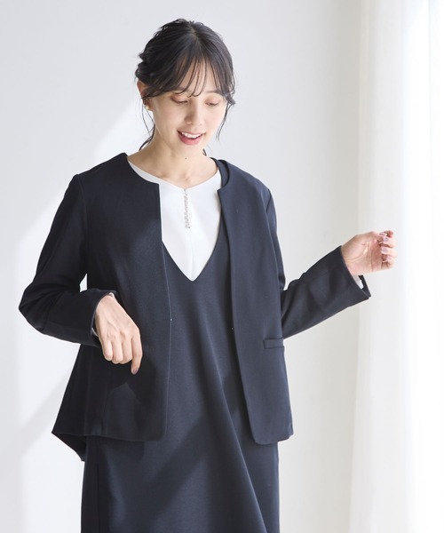 GLOBAL WORK（グローバルワーク）の「お手入れらくらく2WAYアクセ付きブラウス/970921（シャツ/ブラウス・レディース・ブラック/ライトグレー/オフホワイト・MEDIUM/LARGE）」の7枚目の写真