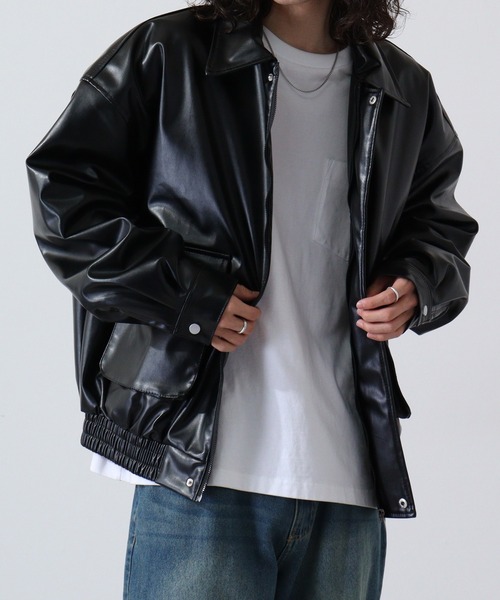 Bling Leads(ブリングリーズ)の「PUレザーBIGブルゾン(ブルゾン・メンズ・ブラック・F)」の4枚目の写真