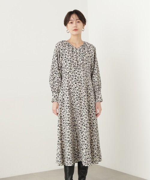 N.(N. Natural Beauty Basic)(エヌエヌナチュラルビューティーベーシック)の「◆フラワープリントラグランワンピース(ワンピース・レディース・オリーブ/オフホワイト・MEDIUM)」の14枚目の写真