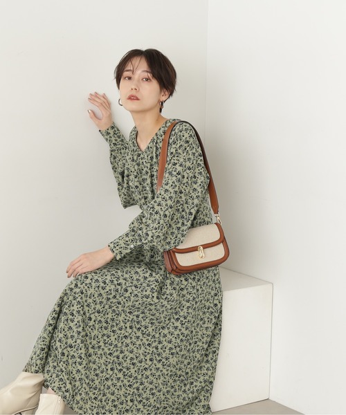 N.(N. Natural Beauty Basic)(エヌエヌナチュラルビューティーベーシック)の「◆フラワープリントラグランワンピース(ワンピース・レディース・オリーブ/オフホワイト・MEDIUM)」の22枚目の写真