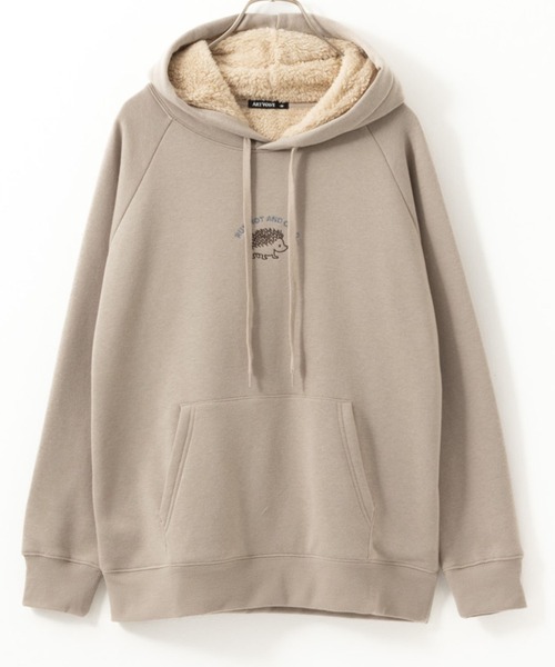 Mac-House（マックハウス）の「裏ボア あったか プリント/刺繍 パーカー（パーカー・レディース・ベージュ/チャコールグレー/グリーン/オートミール・M/L）」の8枚目の写真