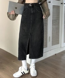 ベルト付き　ヴィンテージ　ウエストゴム入りデニムスカート