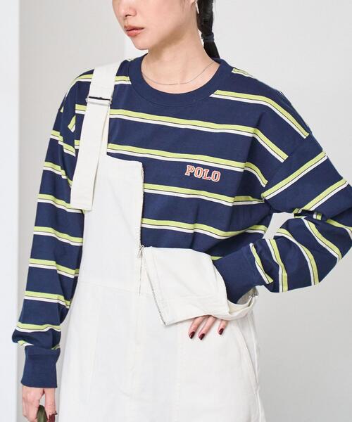 POLO BCS（ポロ ビーシーエス）の「POLO BCS(ポロ・ビーシーエス)別注マルチボーダーロングスリーブTシャツ（Tシャツ/カットソー・レディース・ネイビー/オフホワイト/ケリーグリーン・FREE）」の2枚目の写真