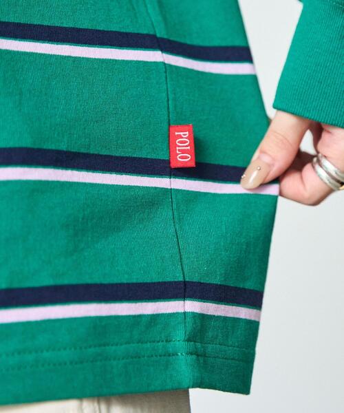 POLO BCS（ポロ ビーシーエス）の「POLO BCS(ポロ・ビーシーエス)別注マルチボーダーロングスリーブTシャツ（Tシャツ/カットソー・レディース・ネイビー/オフホワイト/ケリーグリーン・FREE）」の9枚目の写真