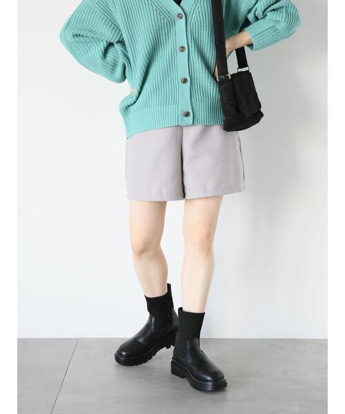 ehka sopo(エヘカソポ)の「◎TRサージショートパンツ(その他パンツ・レディース・ブラック/ベージュ/チャコールグレー/グレー・F)」の4枚目の写真