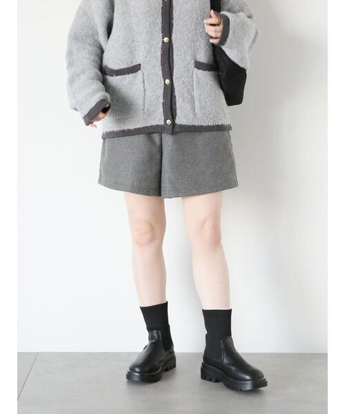 ehka sopo(エヘカソポ)の「◎TRサージショートパンツ(その他パンツ・レディース・ブラック/ベージュ/チャコールグレー/グレー・F)」の3枚目の写真