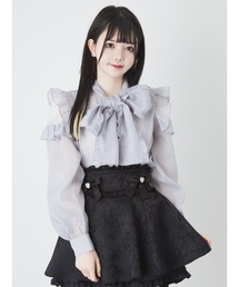 肩あきリボンタイブラウス