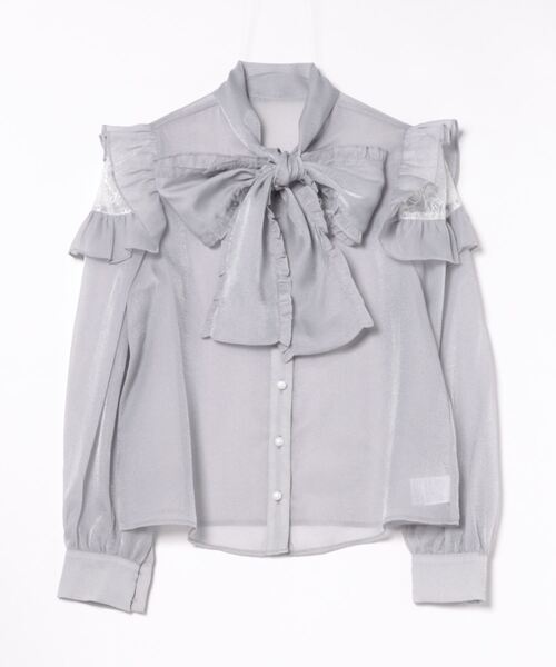 Ank Rouge(アンクルージュ)の「肩あきリボンタイブラウス(シャツ/ブラウス・レディース・ブラック/ホワイト/ブルー・M)」の14枚目の写真