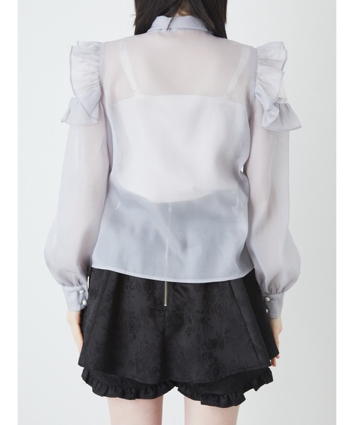 Ank Rouge(アンクルージュ)の「肩あきリボンタイブラウス(シャツ/ブラウス・レディース・ブラック/ホワイト/ブルー・M)」の10枚目の写真