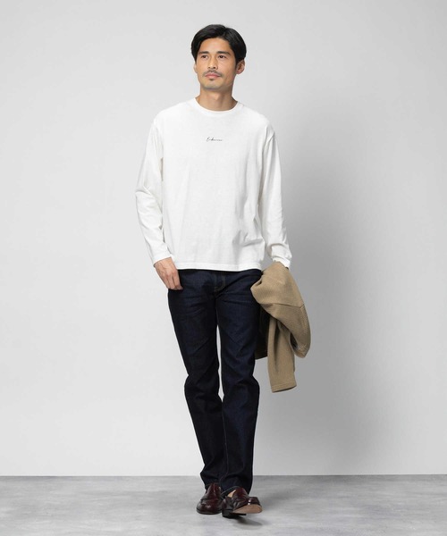 PLUS ONE(プラスワン)の「【PLUS ONE】長袖レイヤードチェストロゴプリントカーディガン(カーディガン/ボレロ・メンズ・ネイビー/ベージュ/ライトグレー/ブラック・M/L/XL)」の19枚目の写真
