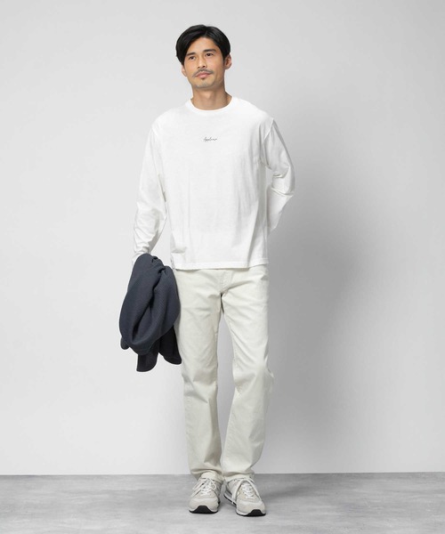 PLUS ONE(プラスワン)の「【PLUS ONE】長袖レイヤードチェストロゴプリントカーディガン(カーディガン/ボレロ・メンズ・ネイビー/ベージュ/ライトグレー/ブラック・M/L/XL)」の15枚目の写真
