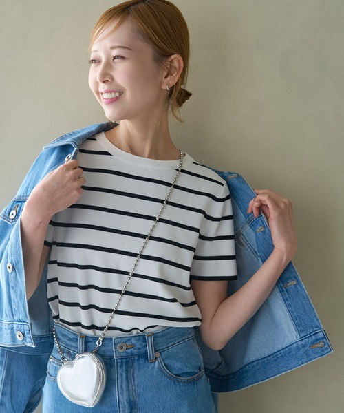 ROPE' PICNIC(ロペピクニック)の「【新色追加】総針ハーフスリーブニットプルオーバー/UVカット・洗濯機OK・冷感(ニット/セーター・レディース・ホワイト系その他5/ブラック/レッド/ライトグレー/オフホワイト/ブルー・38)」の1枚目の写真