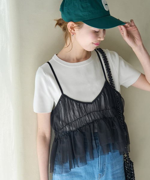 ROPE' PICNIC(ロペピクニック)の「【新色追加】総針ハーフスリーブニットプルオーバー/UVカット・洗濯機OK・冷感(ニット/セーター・レディース・ホワイト系その他5/ブラック/レッド/ライトグレー/オフホワイト/ブルー・38)」の4枚目の写真