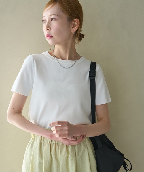 ROPE' PICNIC(ロペピクニック)の「【新色追加】総針ハーフスリーブニットプルオーバー/UVカット・洗濯機OK・冷感(ニット/セーター・レディース・ホワイト系その他5/ブラック/レッド/ライトグレー/オフホワイト/ブルー・38)」の21枚目の写真