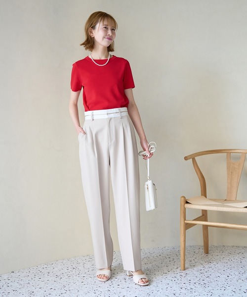 ROPE' PICNIC(ロペピクニック)の「【新色追加】総針ハーフスリーブニットプルオーバー/UVカット・洗濯機OK・冷感(ニット/セーター・レディース・ホワイト系その他5/ブラック/レッド/ライトグレー/オフホワイト/ブルー・38)」の15枚目の写真