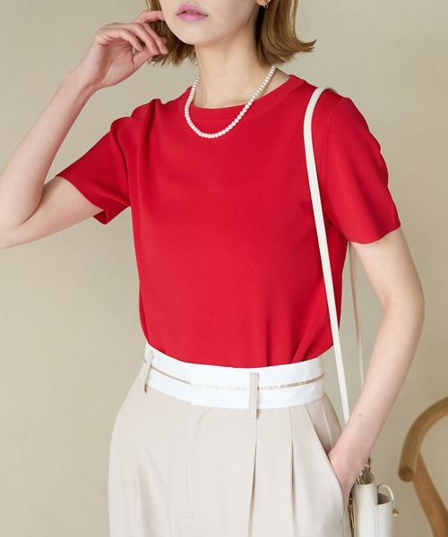 ROPE' PICNIC(ロペピクニック)の「【新色追加】総針ハーフスリーブニットプルオーバー/UVカット・洗濯機OK・冷感(ニット/セーター・レディース・ホワイト系その他5/ブラック/レッド/ライトグレー/オフホワイト/ブルー・38)」の17枚目の写真