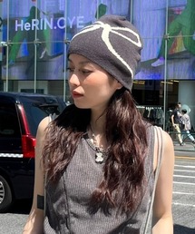 Never mind the XU / Chikashitsu+ | 韓国ファッション nmtc + エヌエムティーシープラス big ribbon design beanie リボンデザイン ビーニー ニット帽 ニットキャップ ロゴビーニー 帽子 ストリートファッション 韓国ストリート(ニットキャップ/ビーニー)
