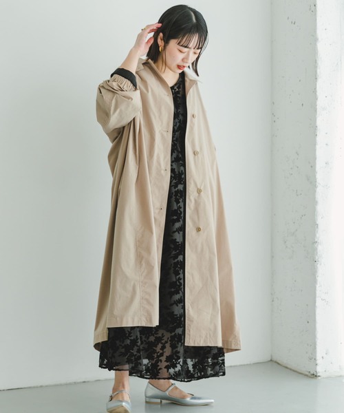 ITEMS URBANRESEARCH（アイテムズ アーバンリサーチ）の「ステンカラービッグコート（ステンカラーコート・レディース・ベージュ/ダークブラウン・FREE）」の6枚目の写真