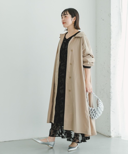 ITEMS URBANRESEARCH（アイテムズ アーバンリサーチ）の「ステンカラービッグコート（ステンカラーコート・レディース・ベージュ/ダークブラウン・FREE）」の9枚目の写真